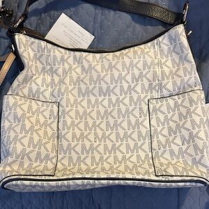 Michael Kors Monogrammed White and Black Shoulder Bag
